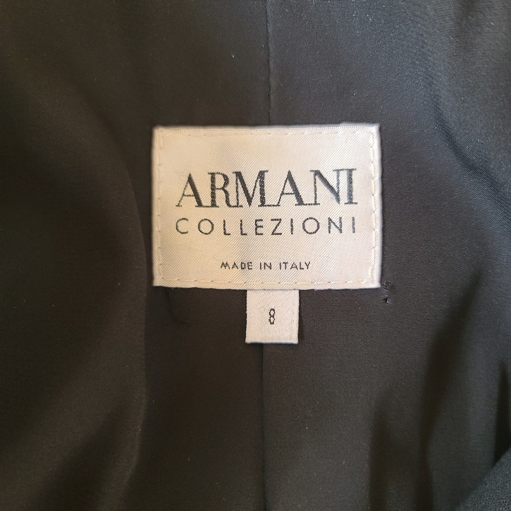 ARMANI COLLEZIONI Black Pinstriped Wool Blazer 8 Vintage Luxury Suit Jacket - Picture 10 of 15